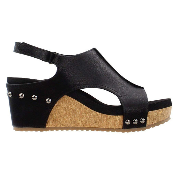 Corkys Shoes Corkys Carley Black Wedge Sandal Poshmark